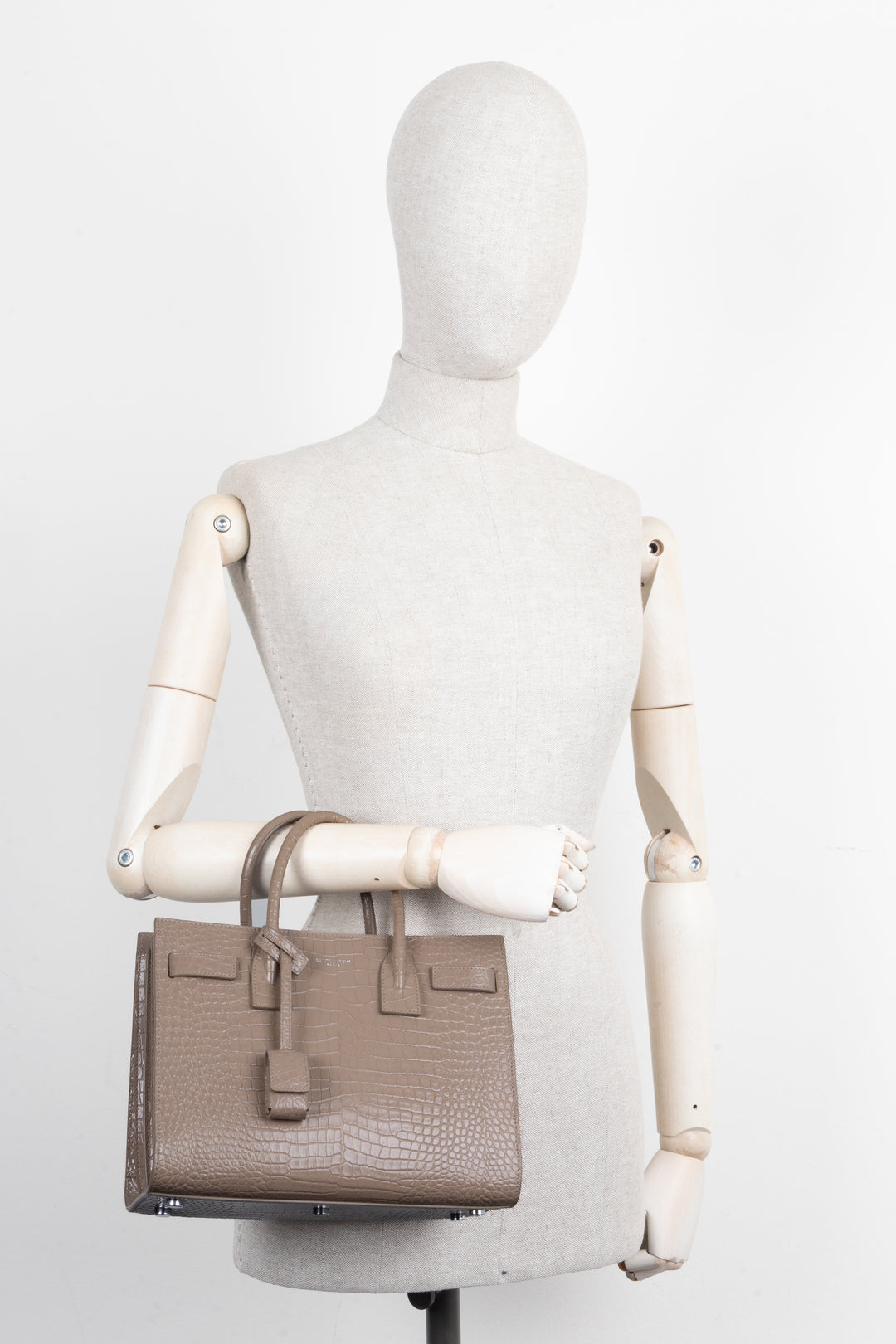 SAINT LAURENT Baby Sac de Jour Croc Embossed Brown