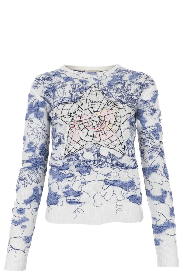 CHRISTIAN DIOR Sweater Cashmere Blue White