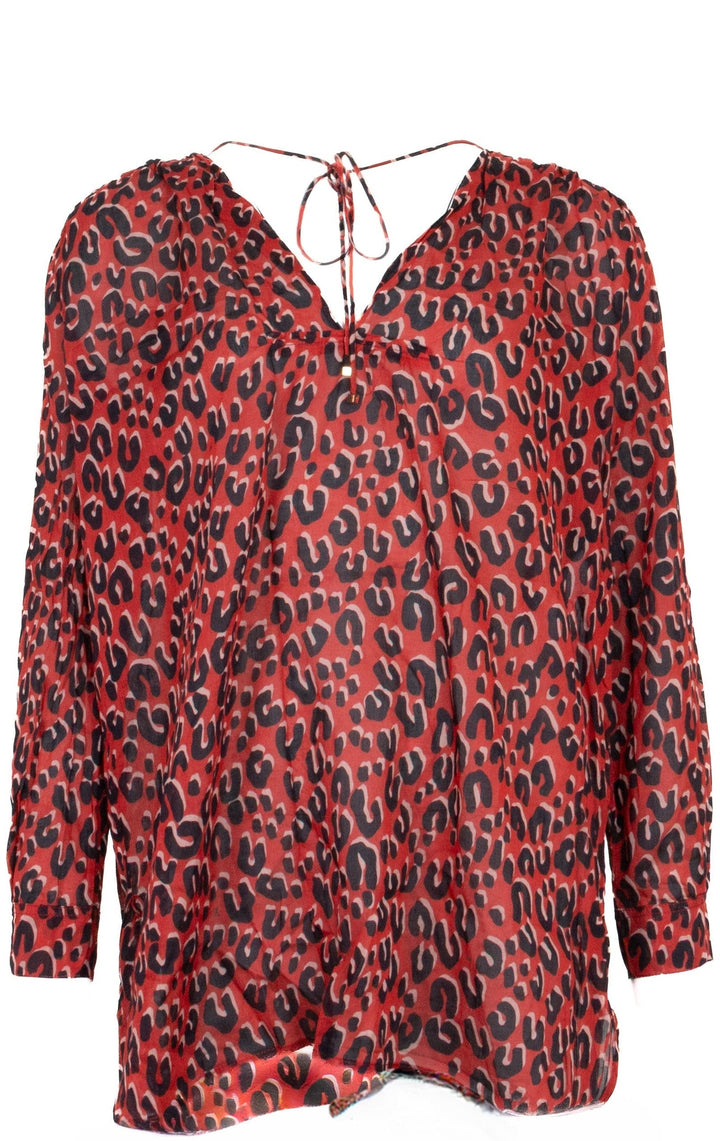 LOUIS VUITTON Cheetah Print Blouse Red Black