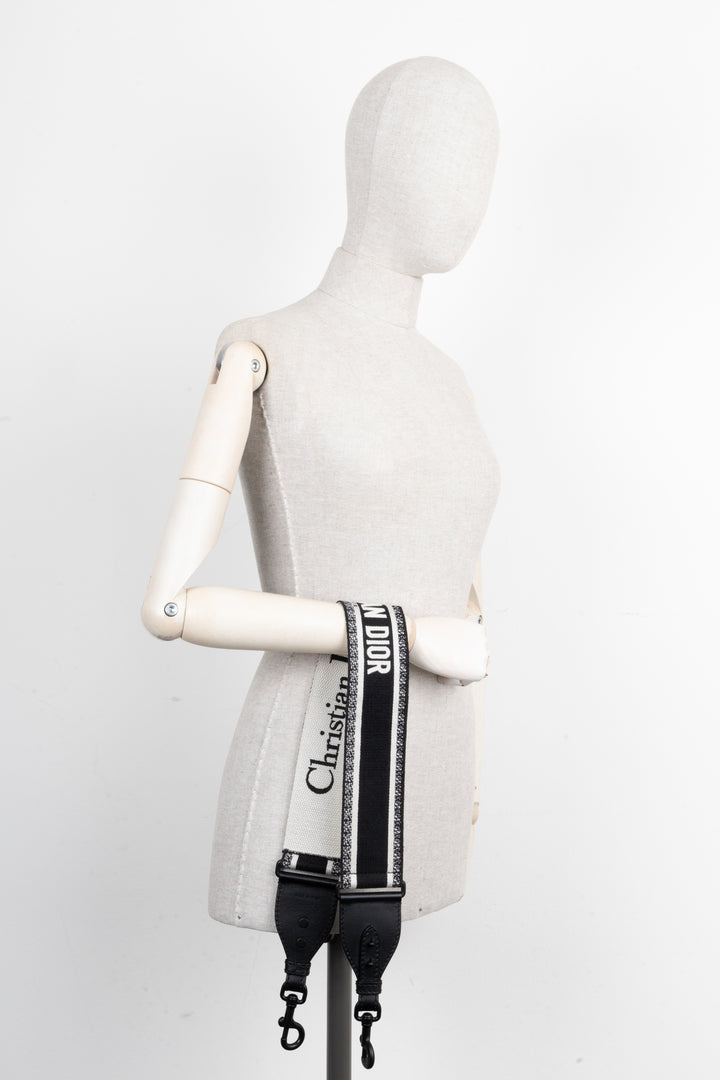 CHRISTIAN DIOR Shoulder Strap Black White