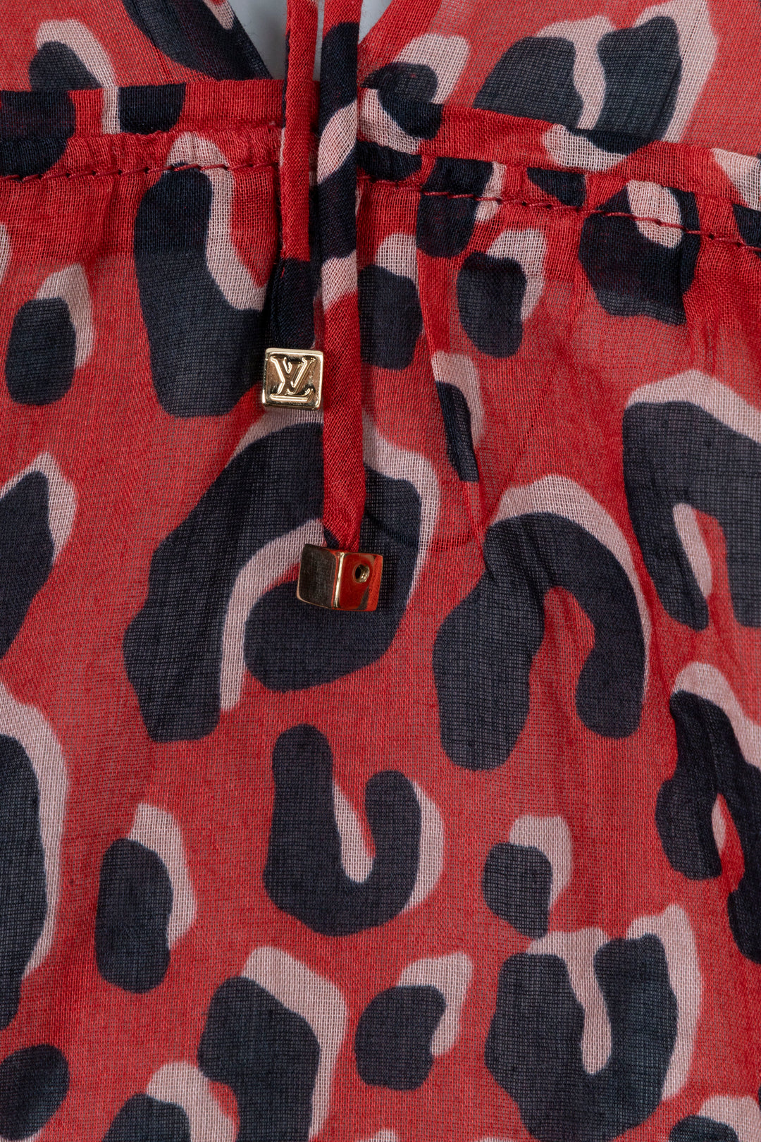 LOUIS VUITTON Cheetah Print Blouse Red Black