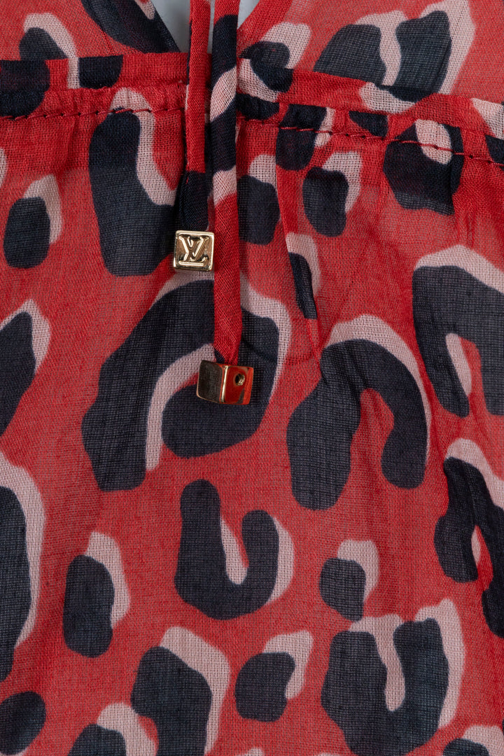 LOUIS VUITTON Cheetah Print Blouse Red Black