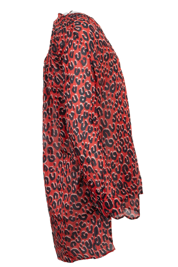 LOUIS VUITTON Cheetah Print Blouse Red Black