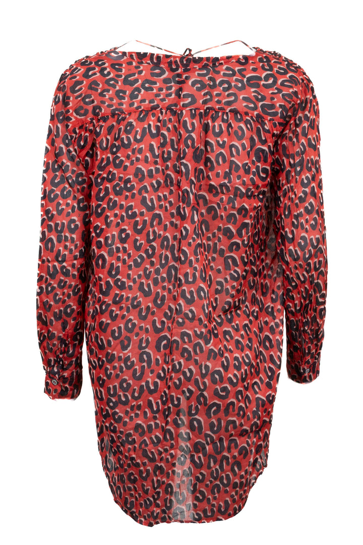 LOUIS VUITTON Cheetah Print Blouse Red Black