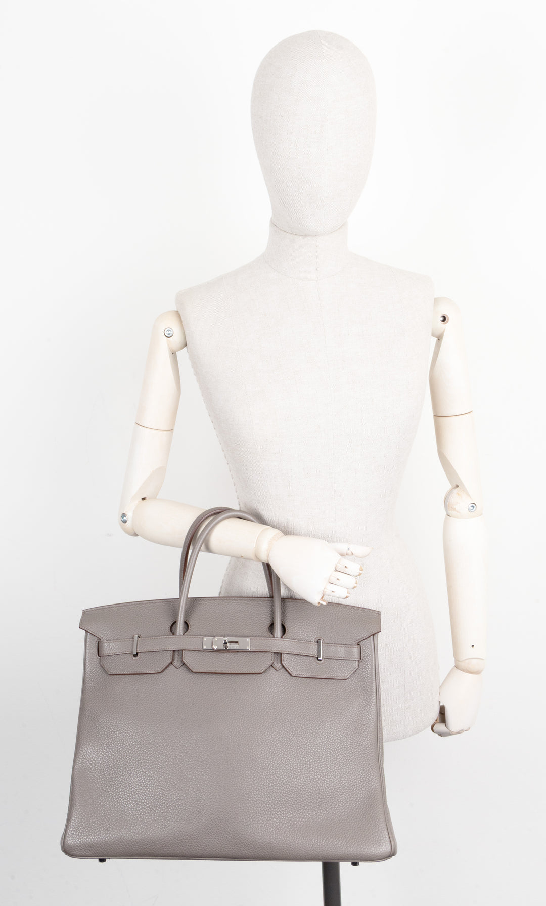 HERMÈS Birkin 40 Retourne Clemence Étain