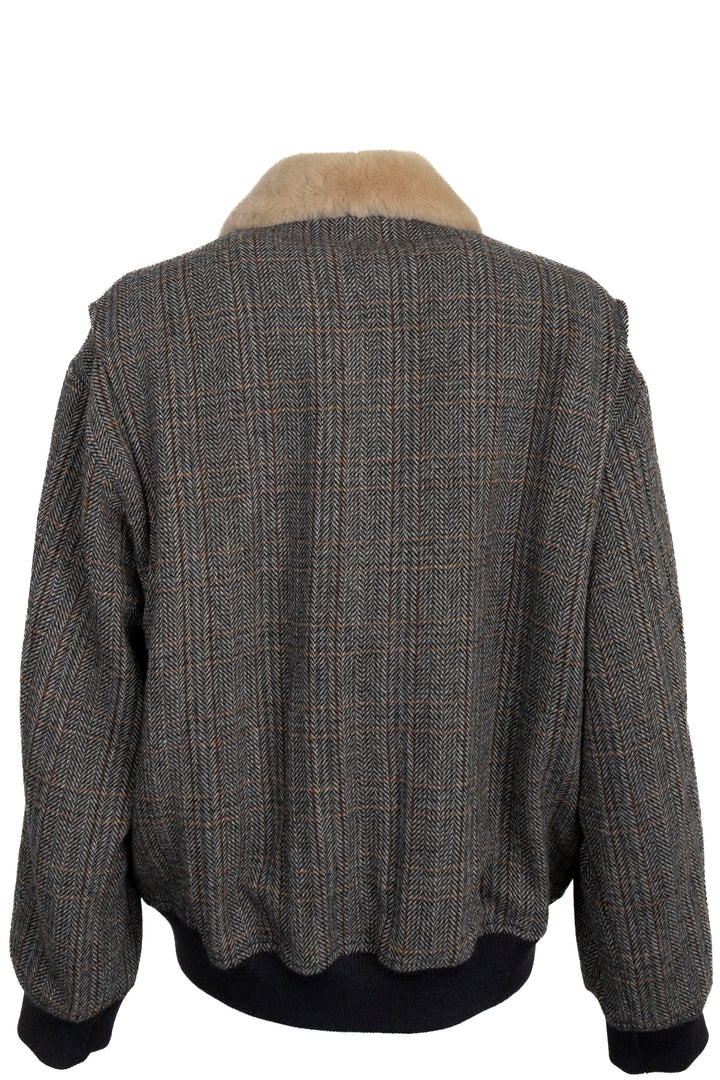 MIUMIU Slate Grey Chevron Shearling Blouse Jacket