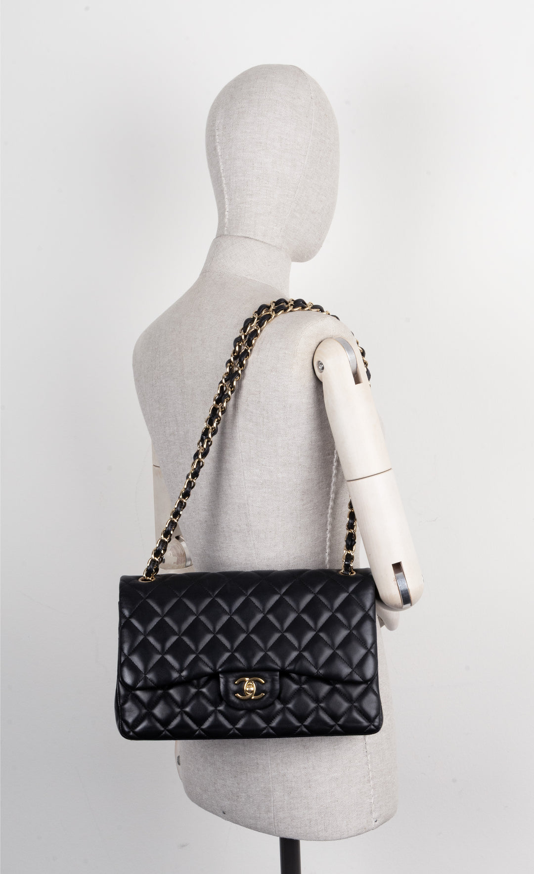 CHANEL Large Classic Flap Bag Lambskin Black