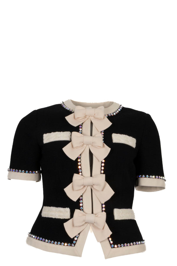 GUCCI Short Sleeve Bow Detail Jacket Crystals Black