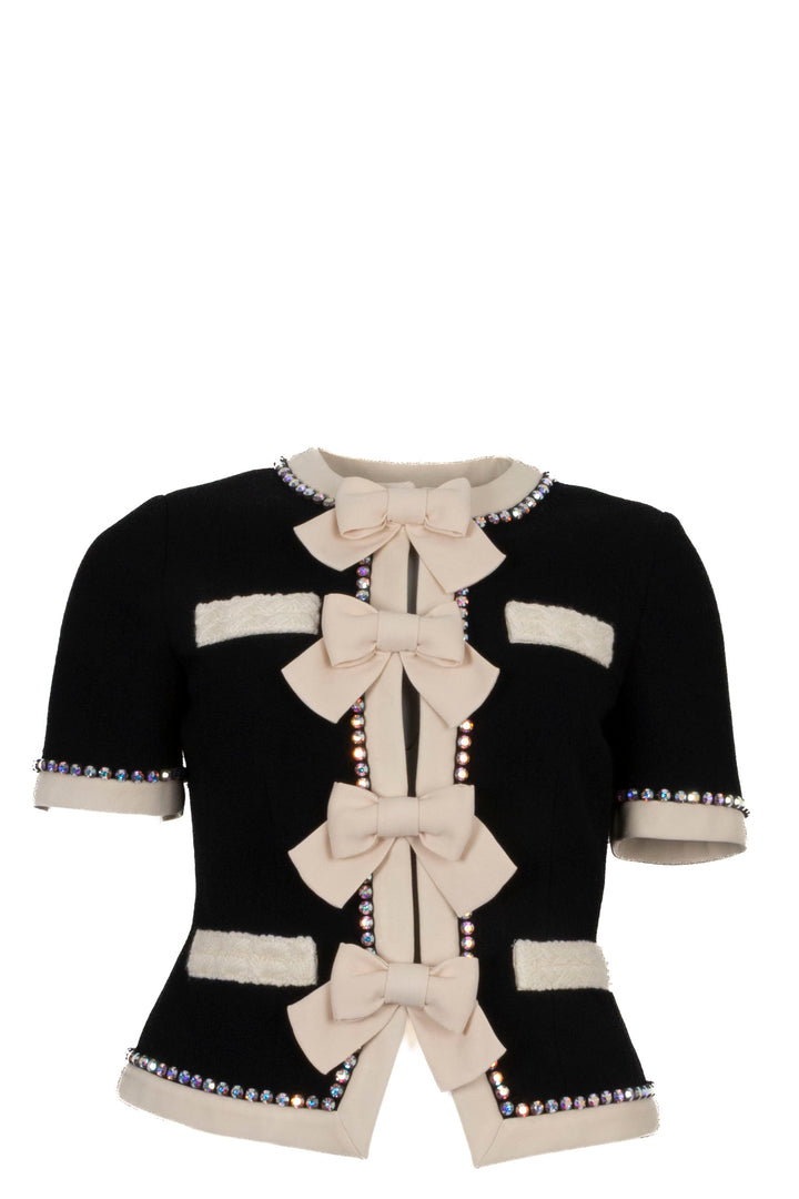 GUCCI Short Sleeve Bow Detail Jacket Crystals Black