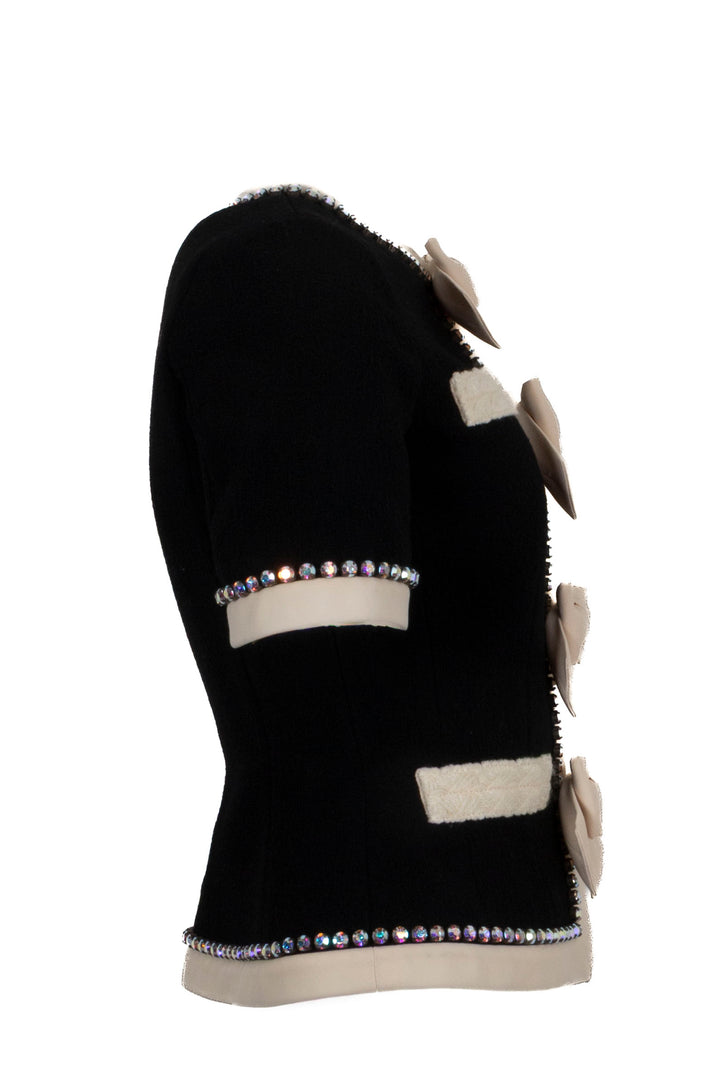 GUCCI Short Sleeve Bow Detail Jacket Crystals Black