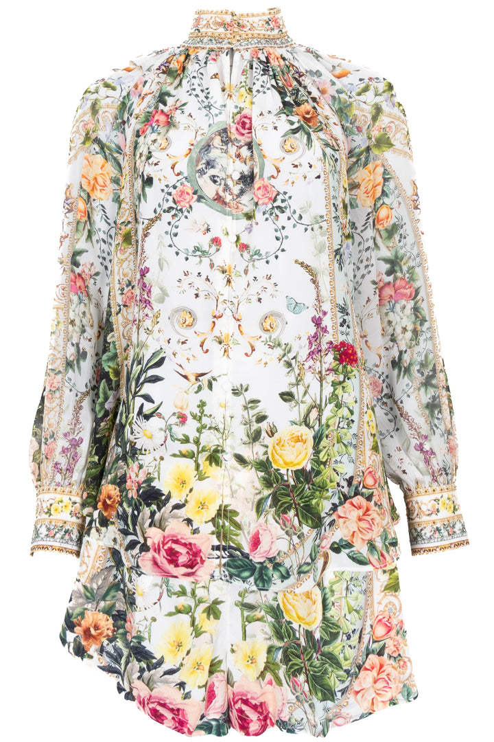 CAMILLA Ensemble deux pièces en soie avec cristaux Garden