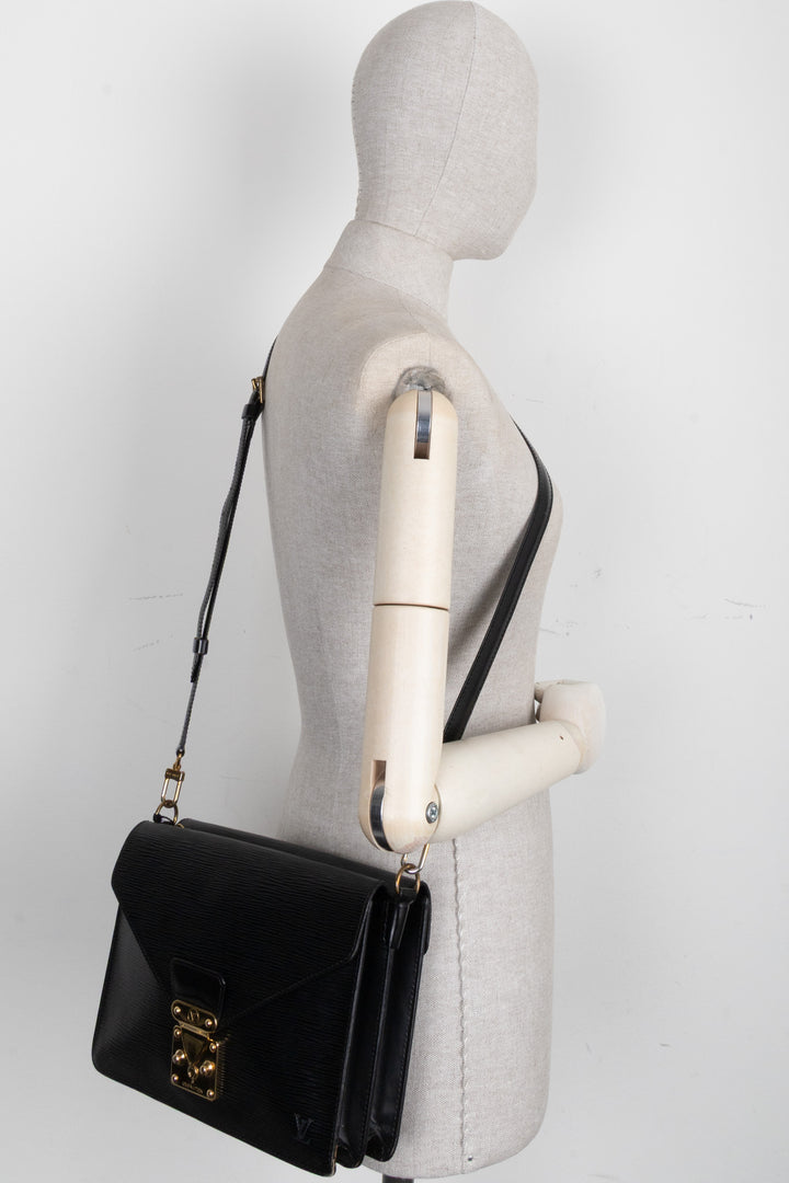 LOUIS VUITTON Monceau Sac à main en cuir épi Noir