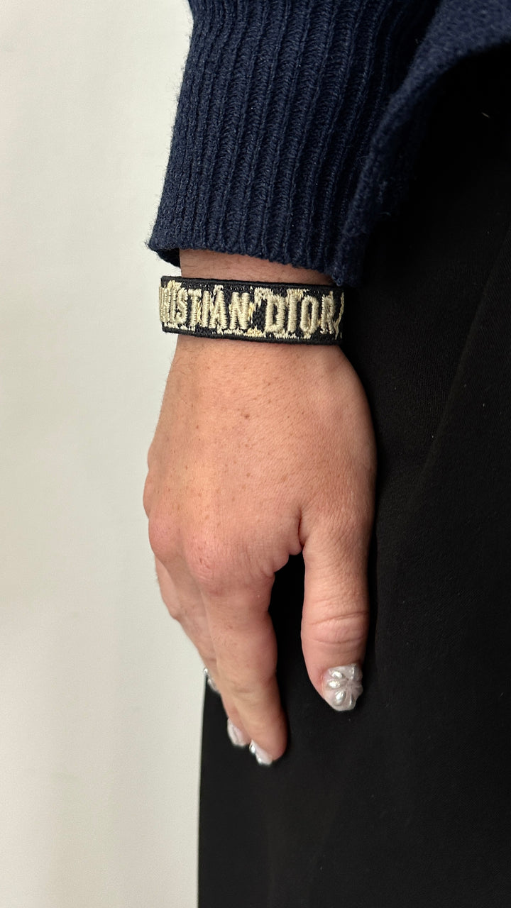 CHRISTIAN DIOR J'Adior Canvas Bracelet Blue Ivory