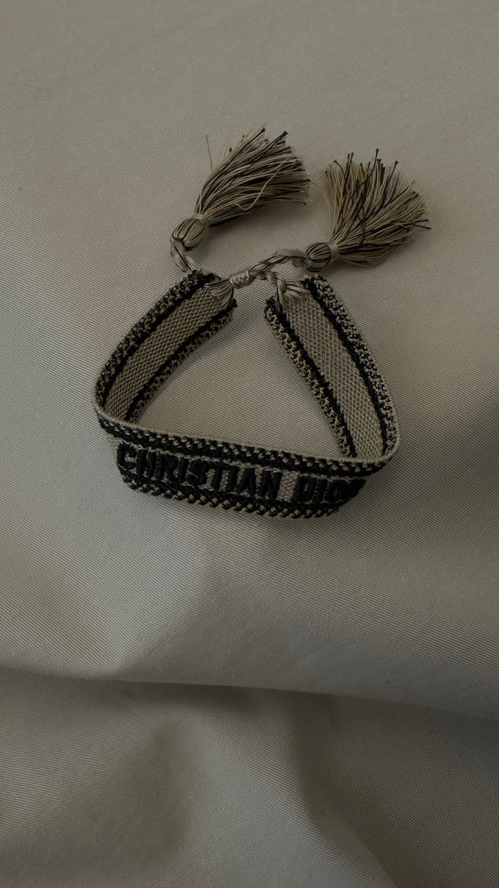 CHRISTIAN DIOR J'Adior Canvas Bracelet Ivory Blue