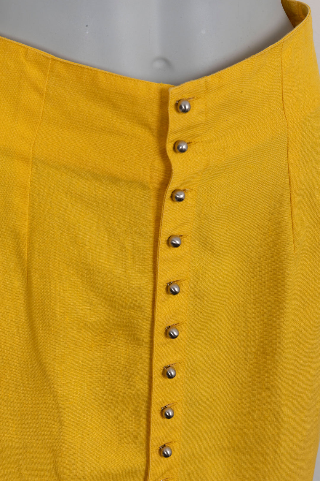GIANNI VERSACE Jupe crayon boutonnée en lin jaune