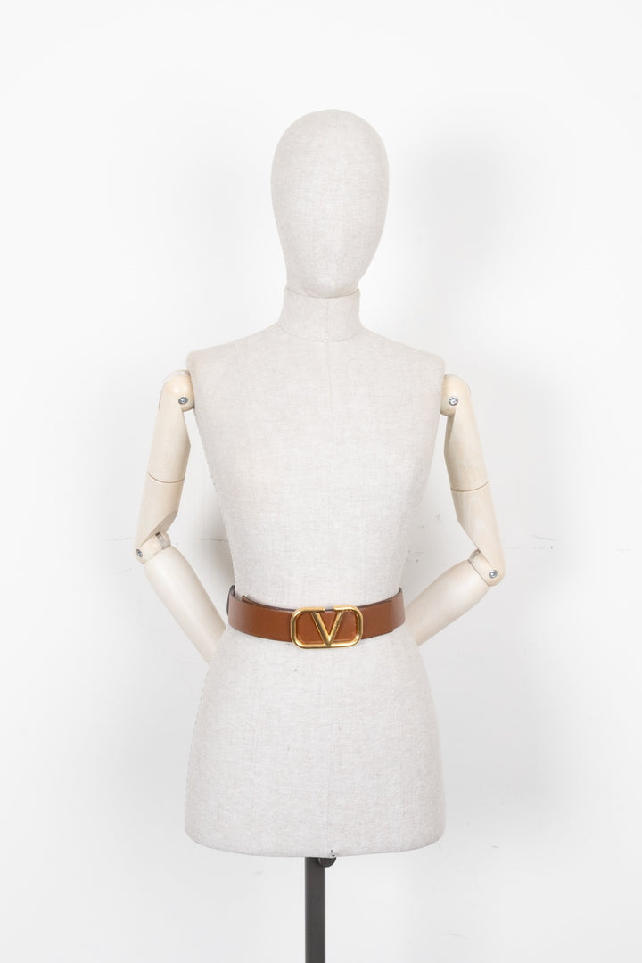 VALENTINO Ceinture réversible V-Logo marron rose