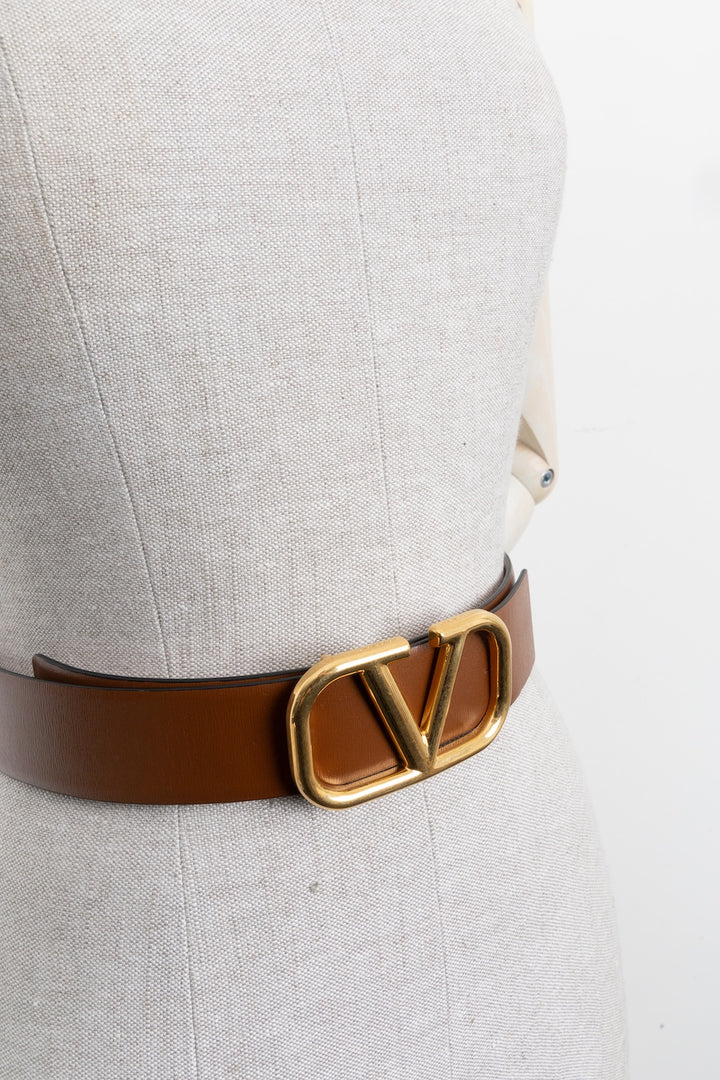 VALENTINO Ceinture réversible V-Logo marron rose
