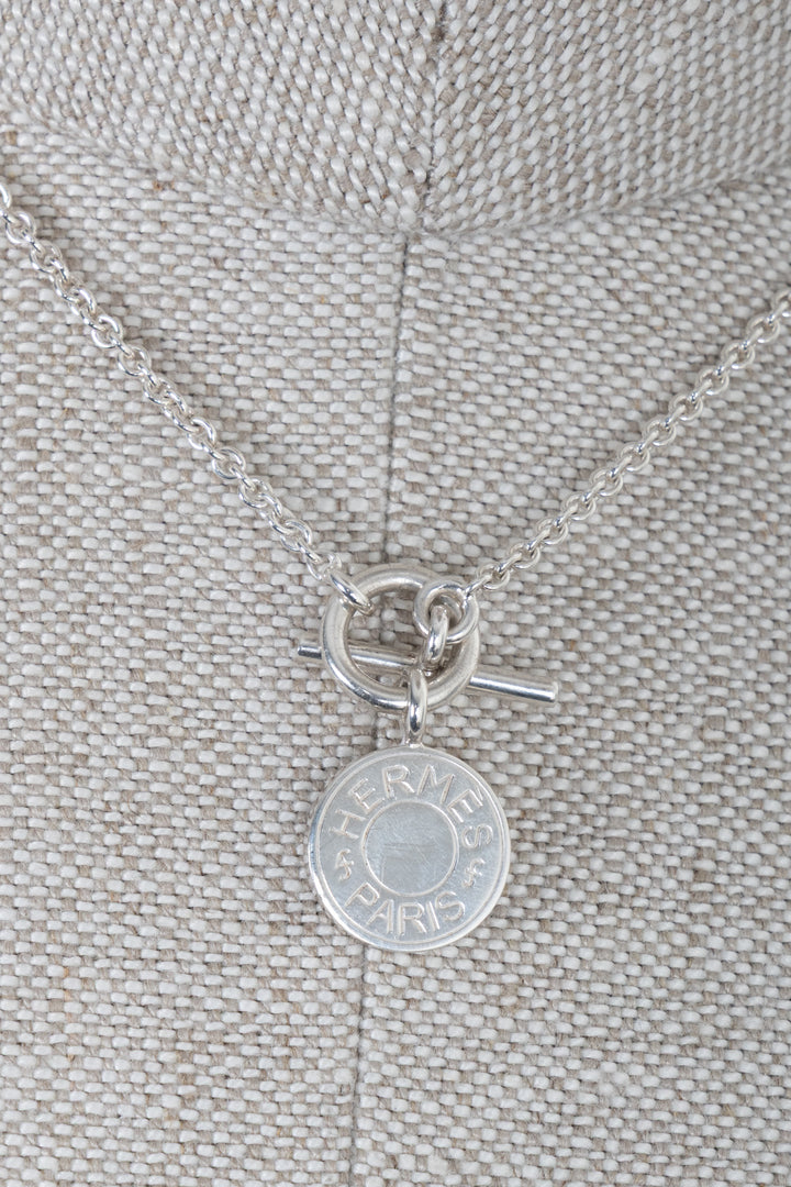 HERMÈS Collier Amulettes Ex-Libris Argent
