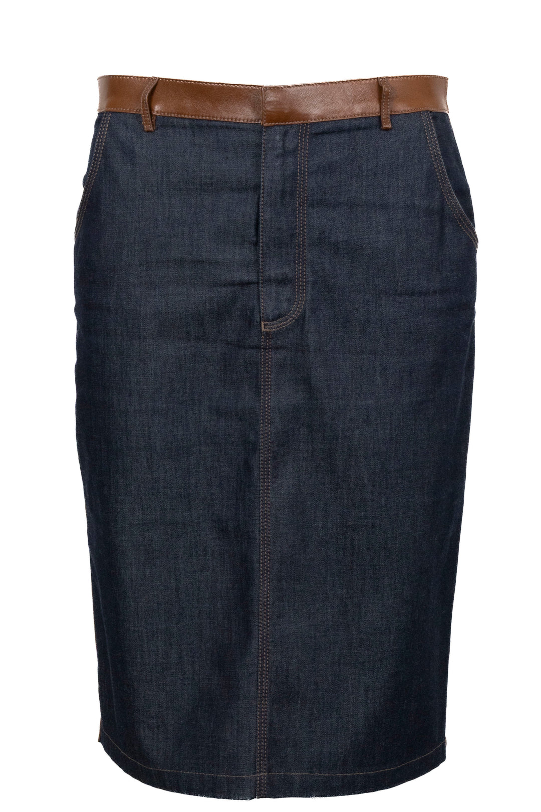 GUCCI Jupe vintage en jean et cuir