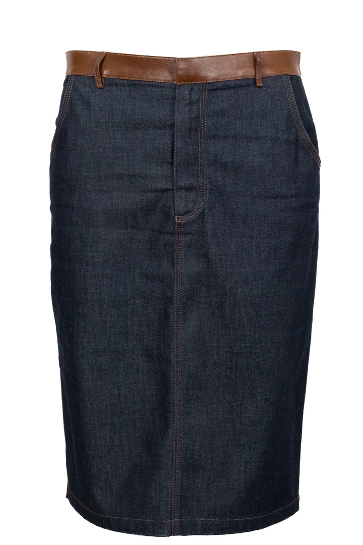 GUCCI Jupe vintage en jean et cuir
