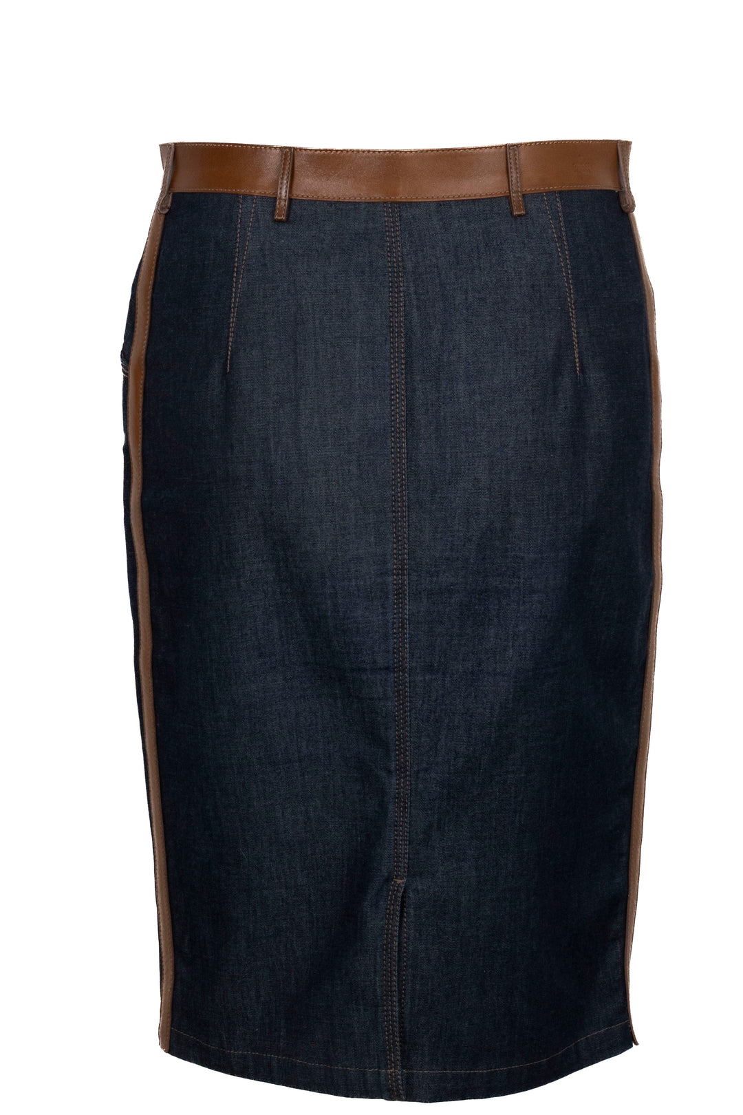 GUCCI Jupe vintage en jean et cuir