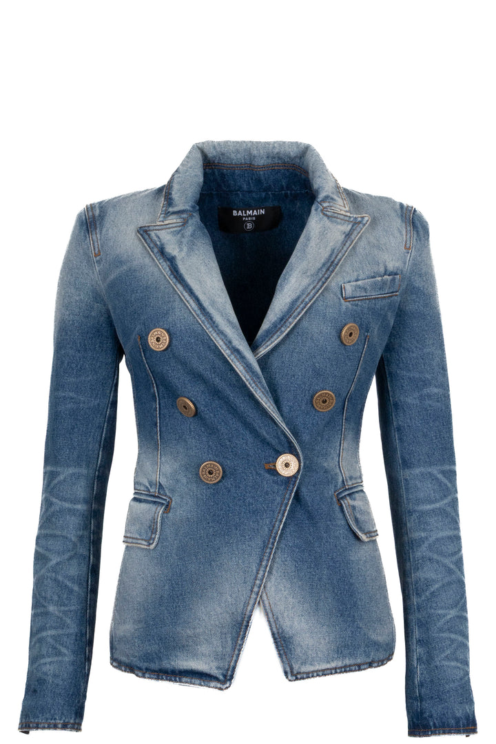 BALMAIN Signature Button Blazer Denim Blue