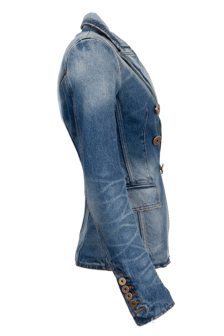 BALMAIN Signature Button Blazer Denim Blue