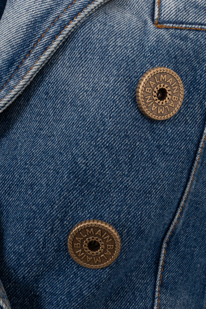 BALMAIN Signature Button Blazer Denim Blue