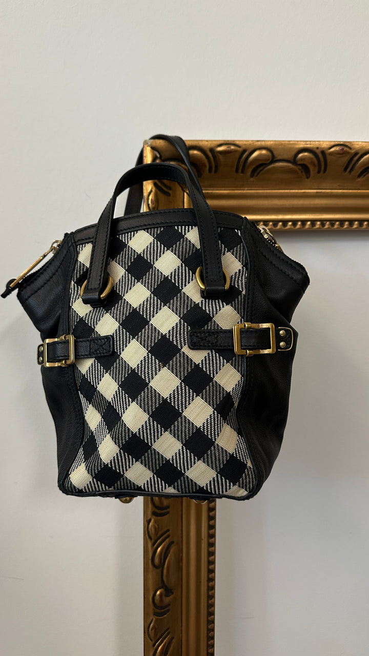 YSL Check Mini Tote Bag Black White