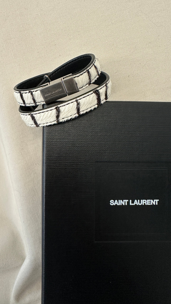SAINT LAURENT Opyum Double Tour Bracelet Zebra