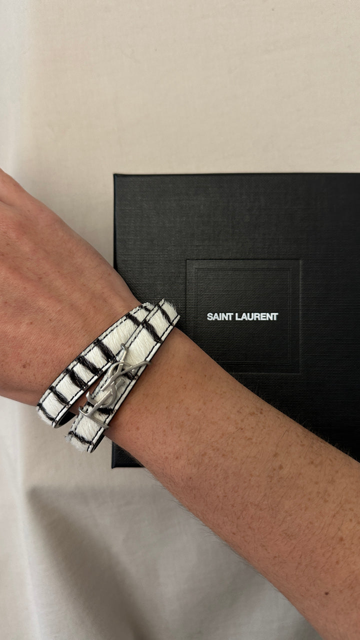 SAINT LAURENT Opyum Double Tour Bracelet Zebra