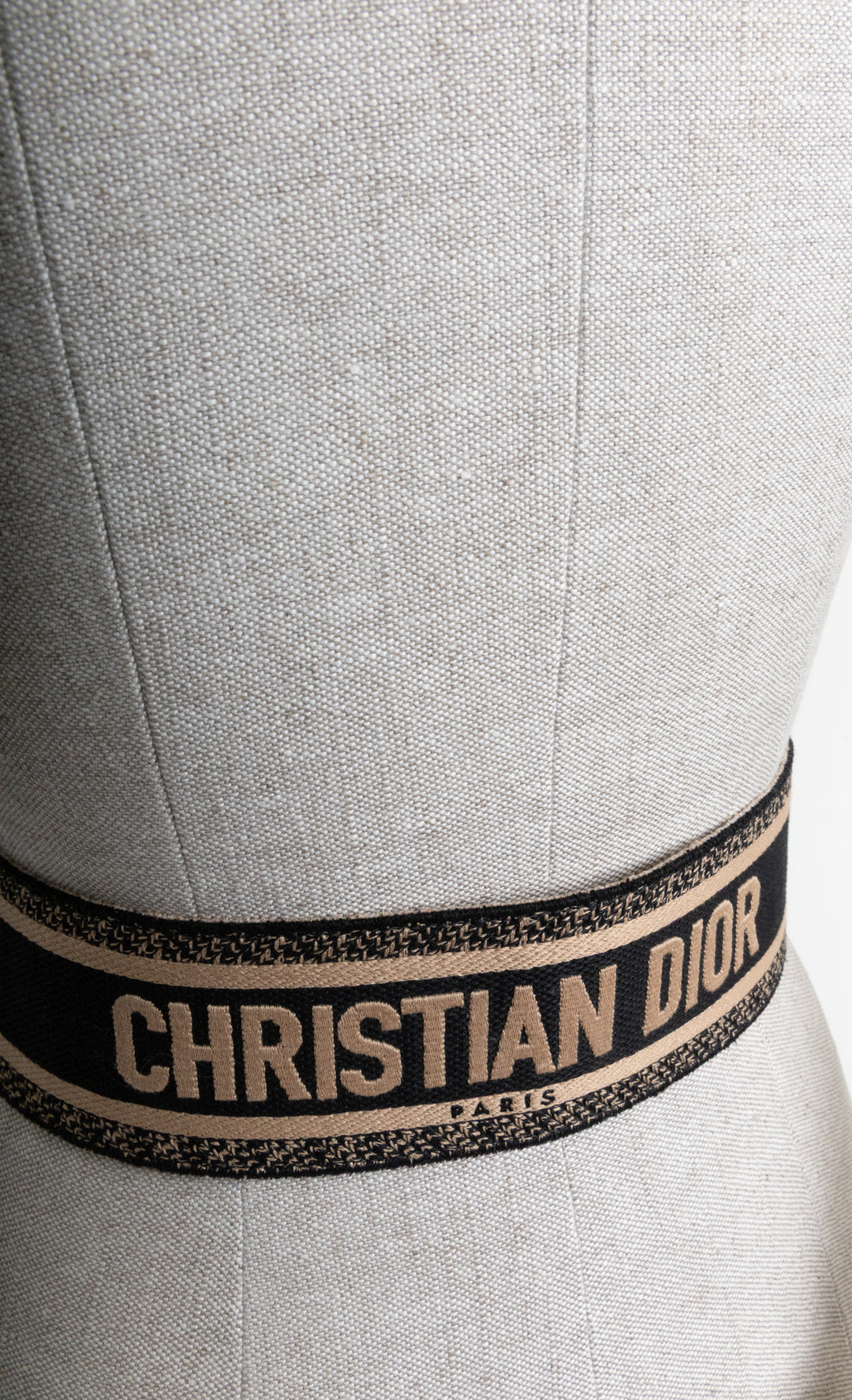 CHRISTIAN DIOR Embroidered Logo Belt Canvas Black
