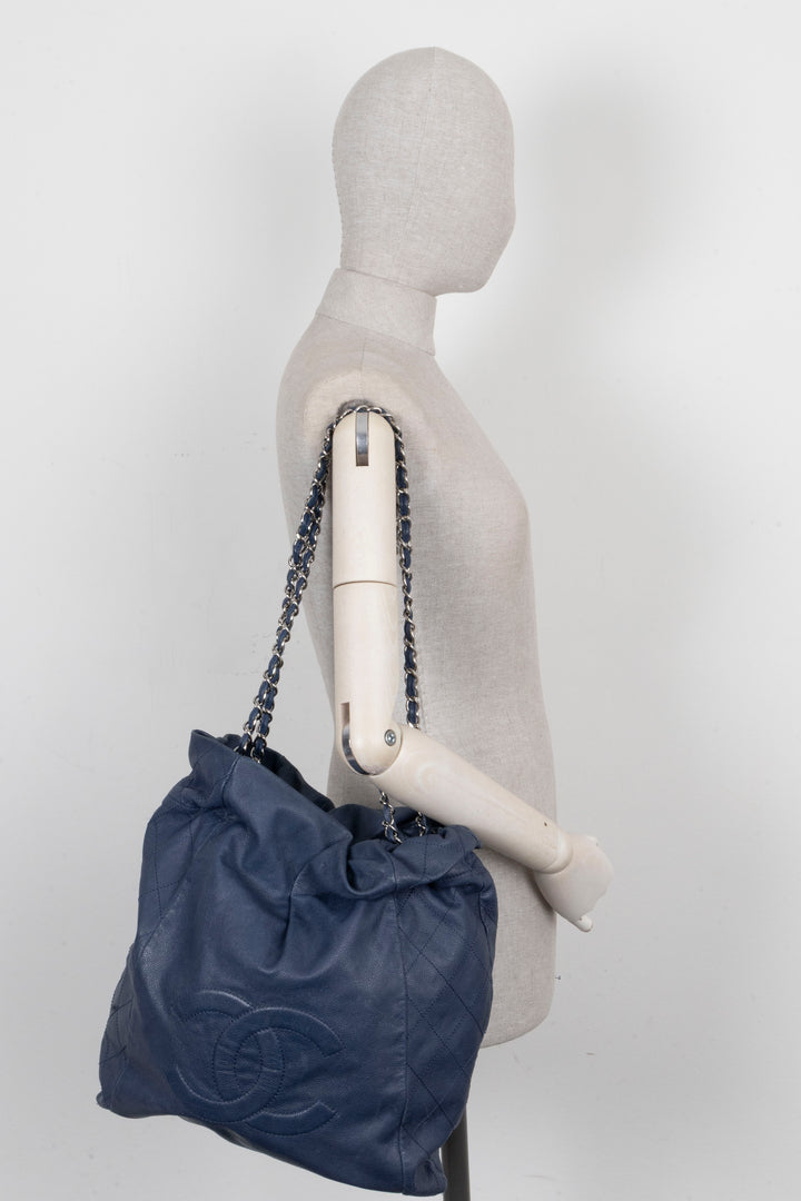 CHANEL CC Timeless Tote Leather Blue