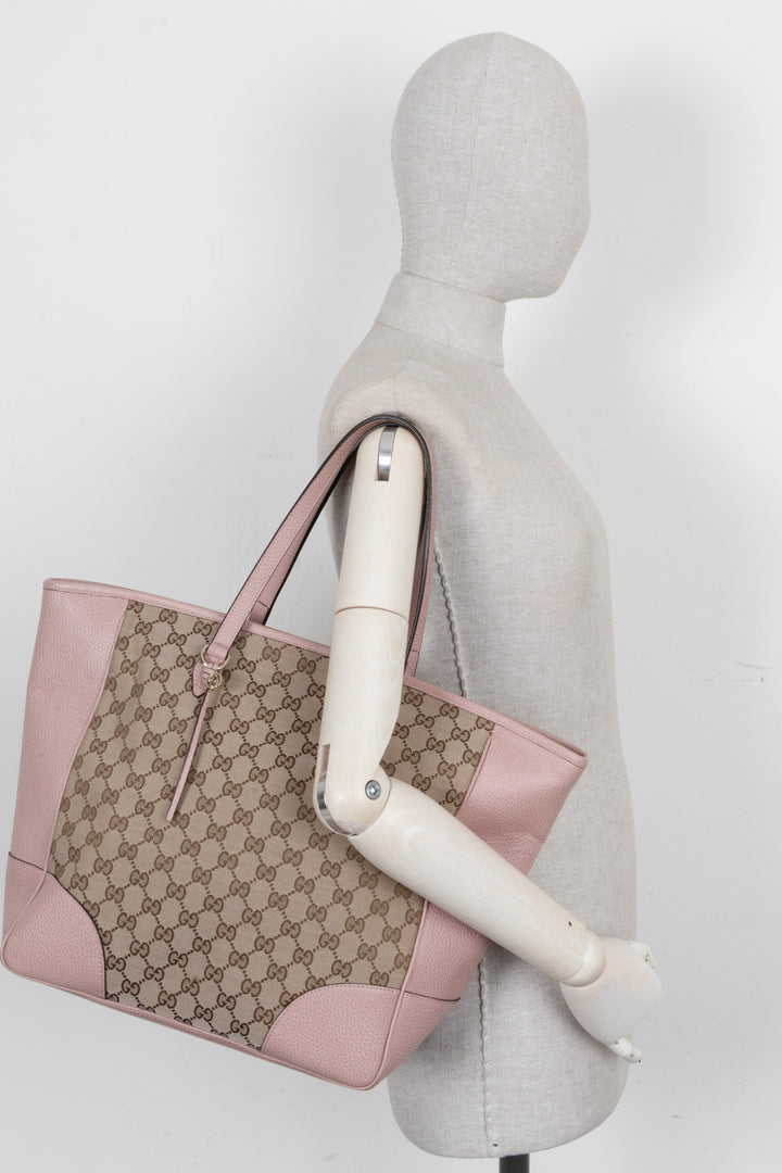 GUCCI GG Tote Canvas Leather Pink