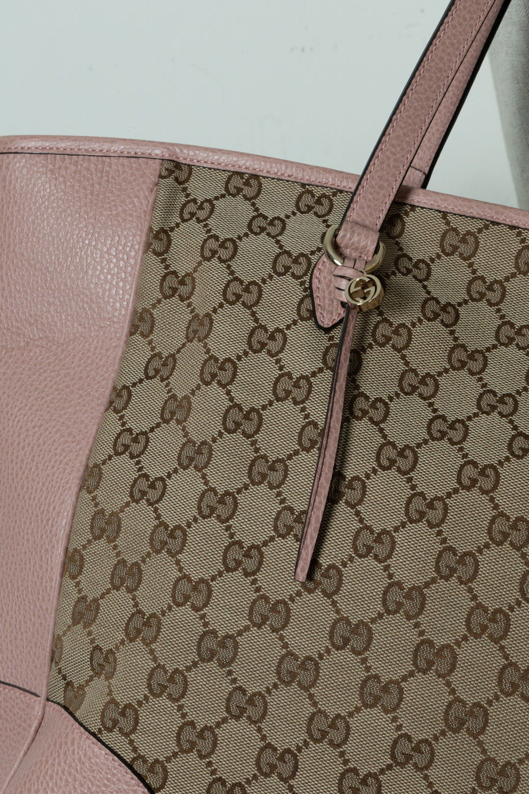 GUCCI GG Tote Canvas Leather Pink