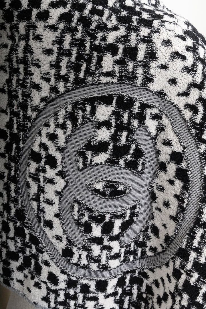CHANEL CC Terrycloth Beach Shoulder Bag Black White
