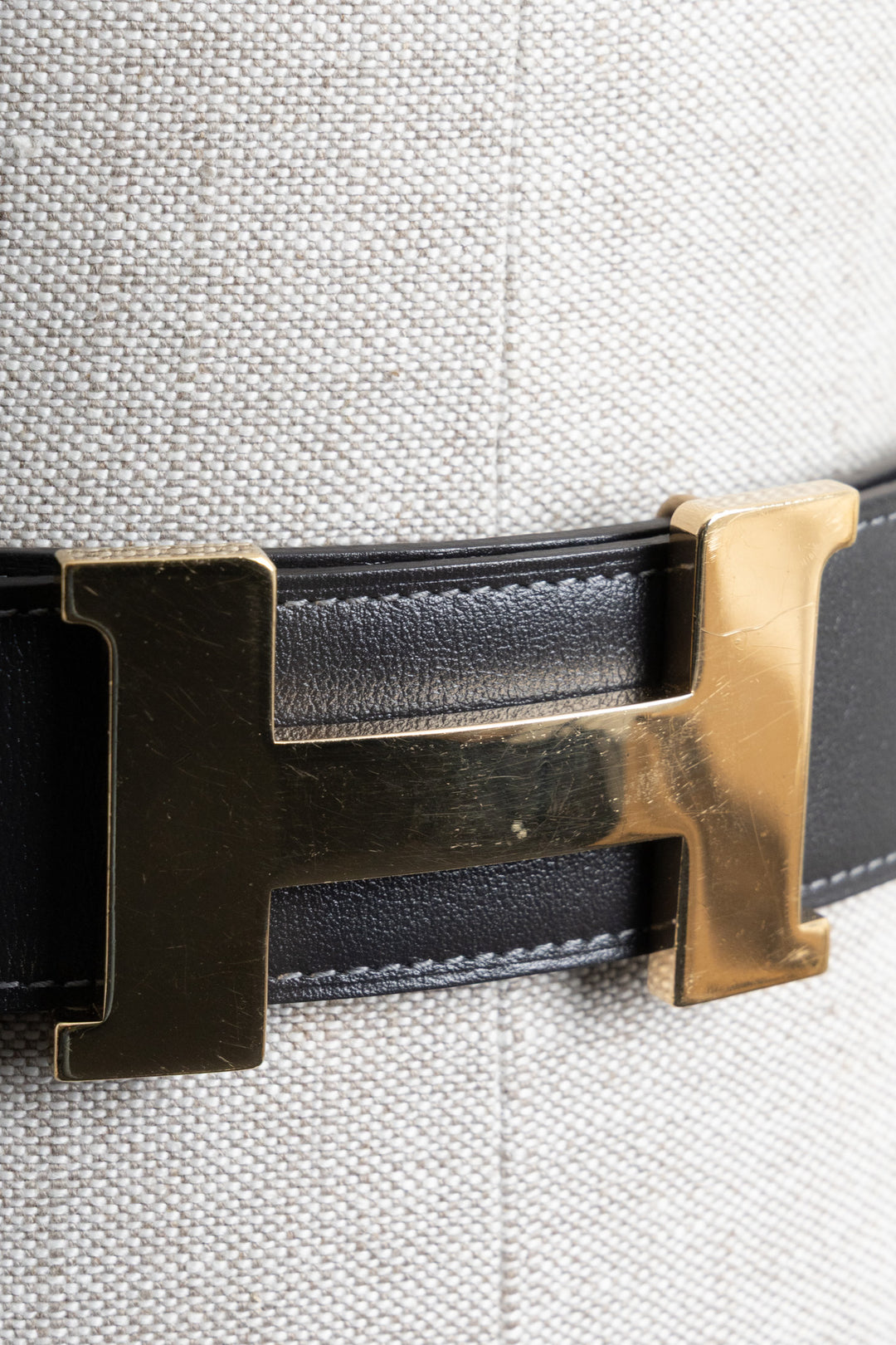HERMÈS Constance Belt Blue Jean Brown