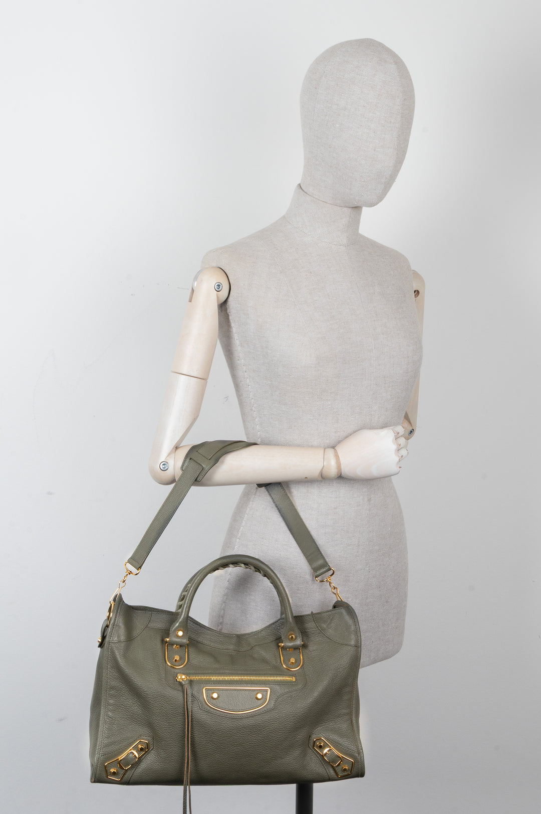 BALENCIAGA City Bag Leather Green Gold