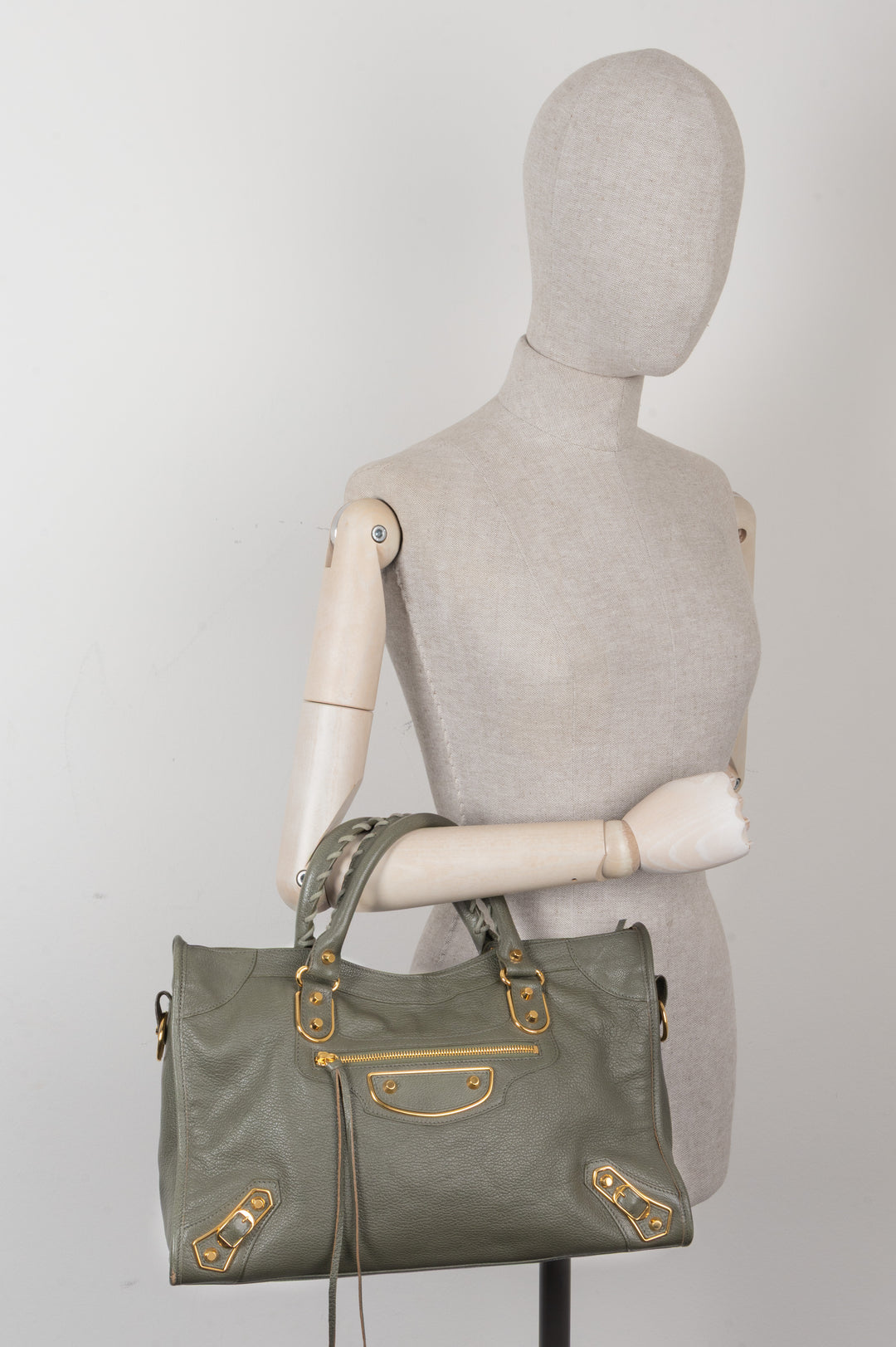 BALENCIAGA City Bag Leather Green Gold