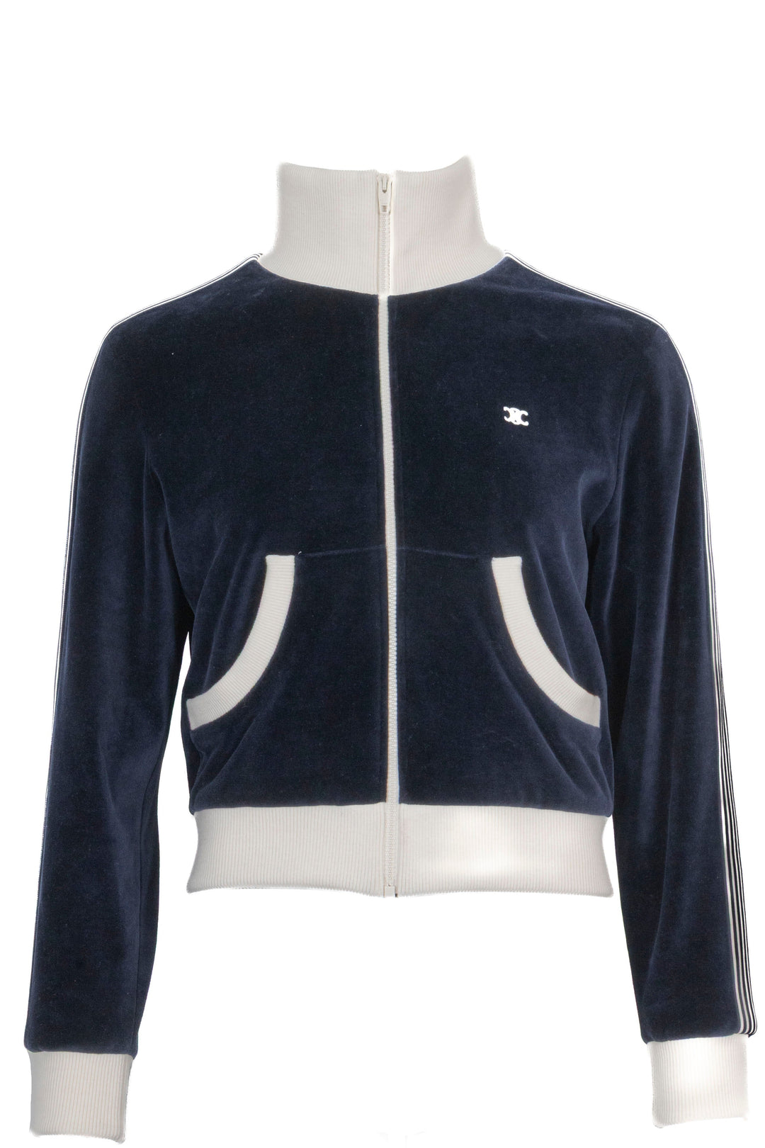 CELINE Veste de survêtement en velours bleu marine