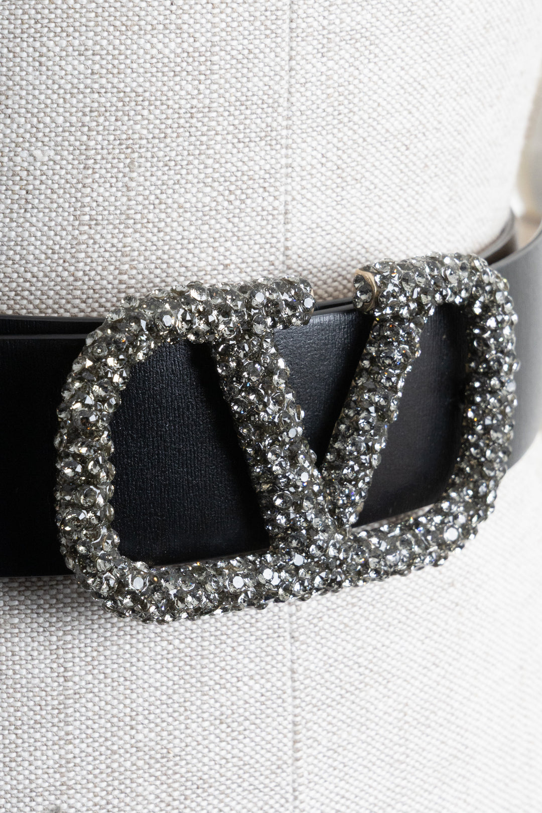 VALENTINO V-Logo Reversible Belt Crystals Black Gold