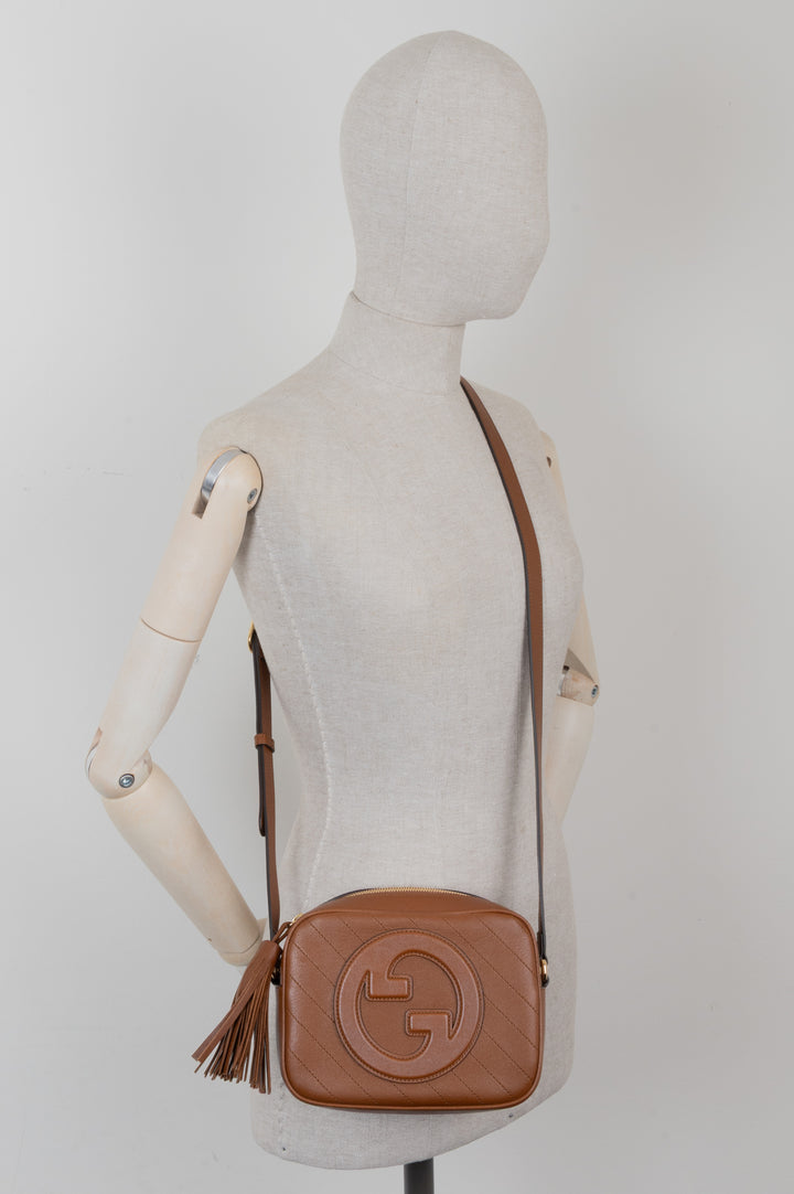 GUCCI Blondie Crossbody Bag Leather Brown