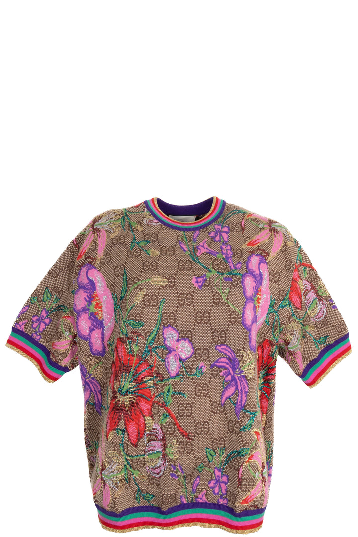 GUCCI Supreme Short Sleeve Floral Knit Multicolor
