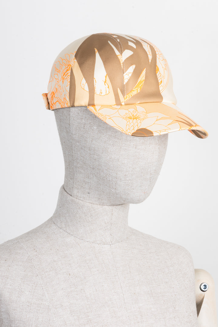 HERMÈS Davis Cap Silk Beige Orange