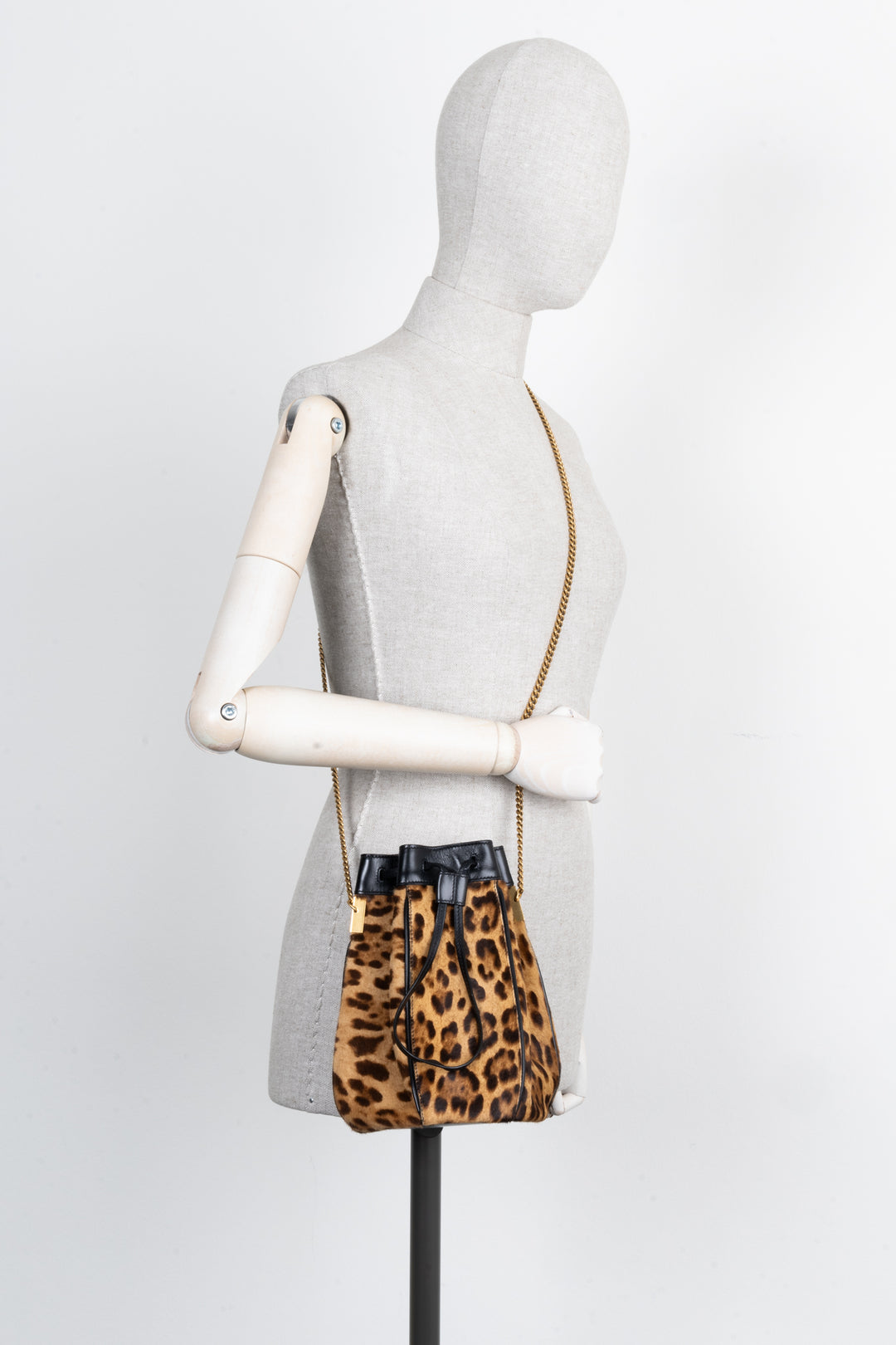 SAINT LAURENT Talitha Bucket Bag Small Cheetah