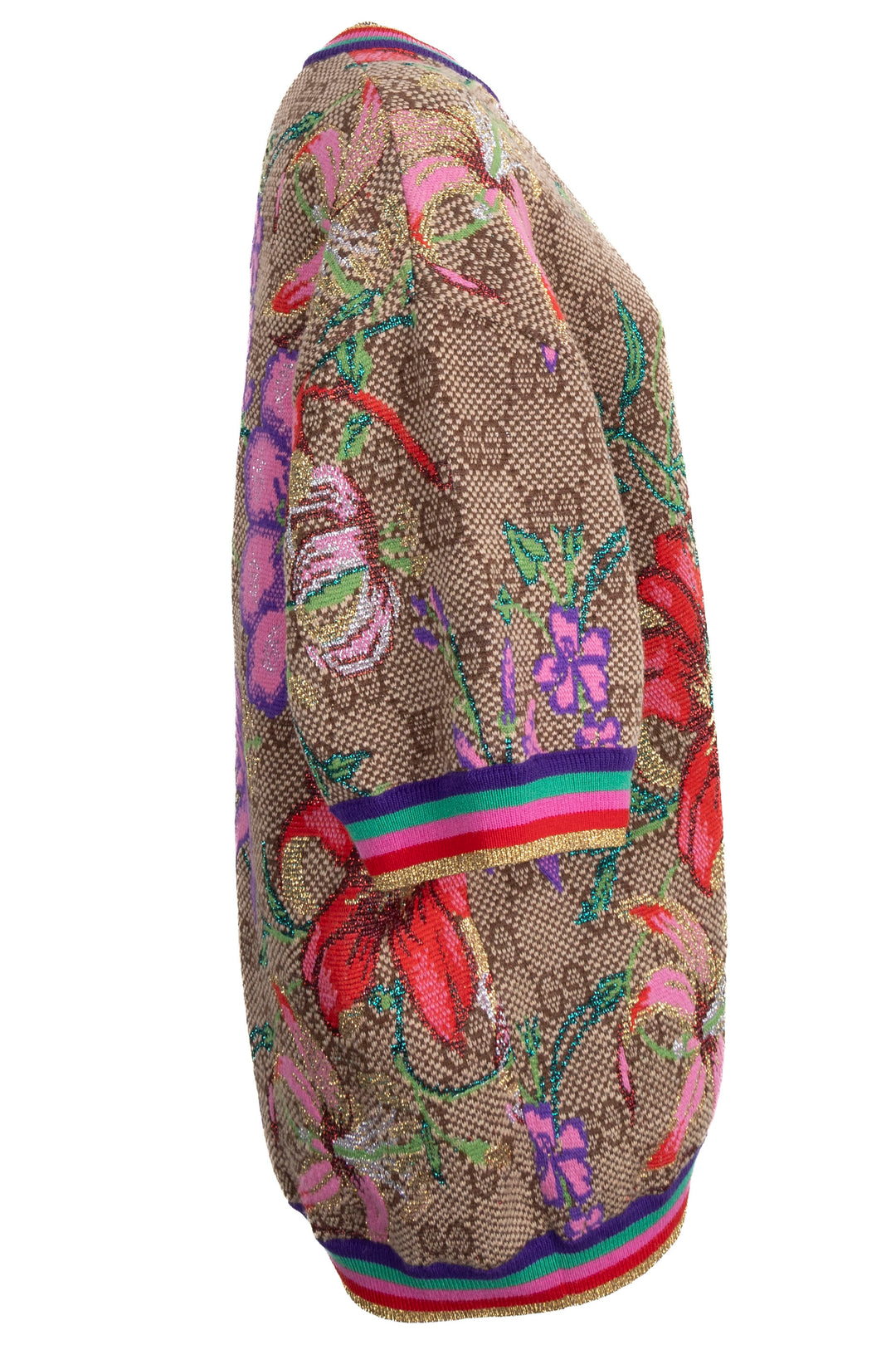 GUCCI Supreme Short Sleeve Floral Knit Multicolor