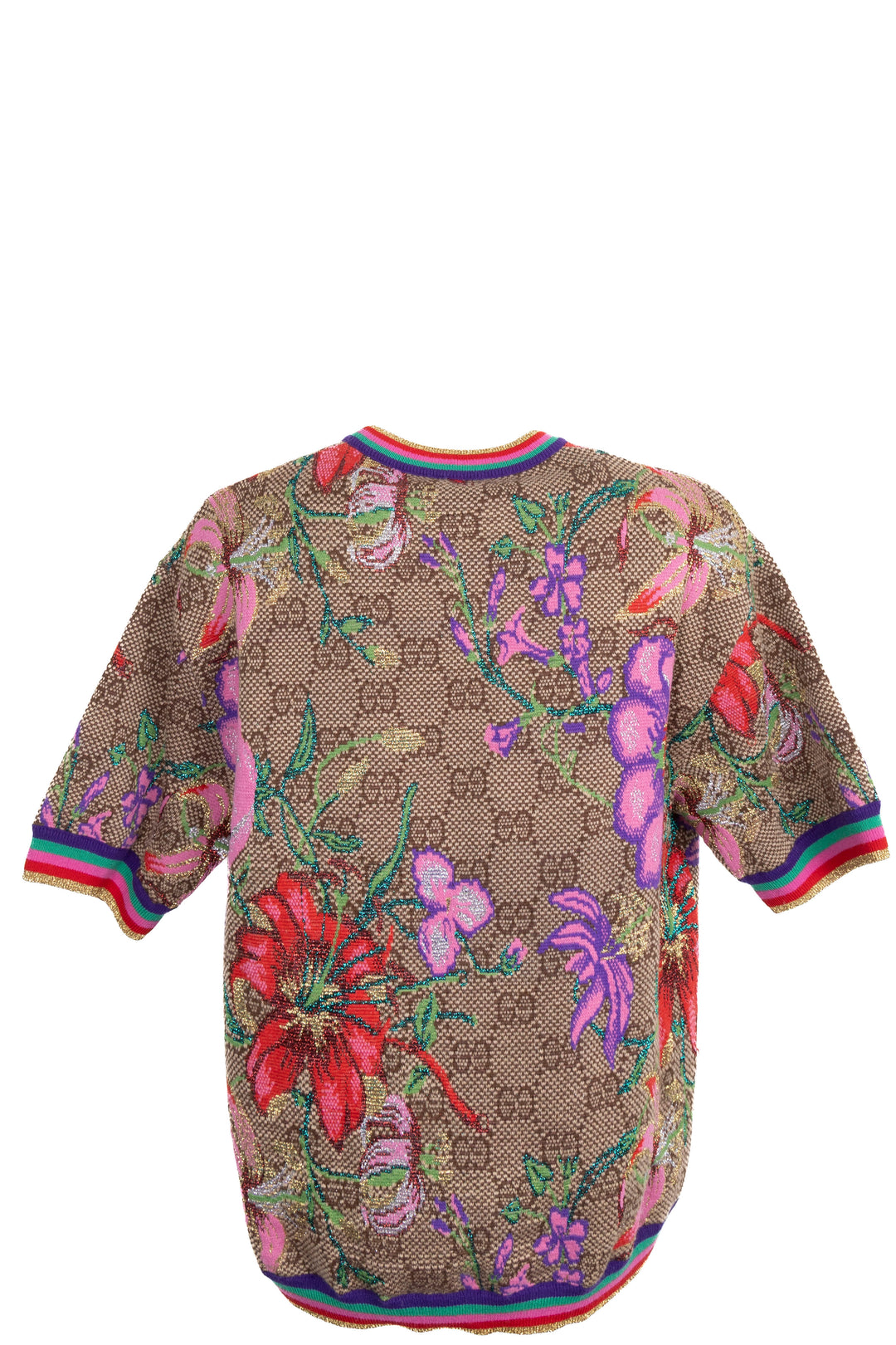 GUCCI Supreme Short Sleeve Floral Knit Multicolor