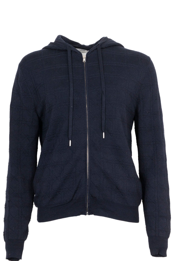 CHRISTIAN DIOR Cannage Zip Hoodie Navy