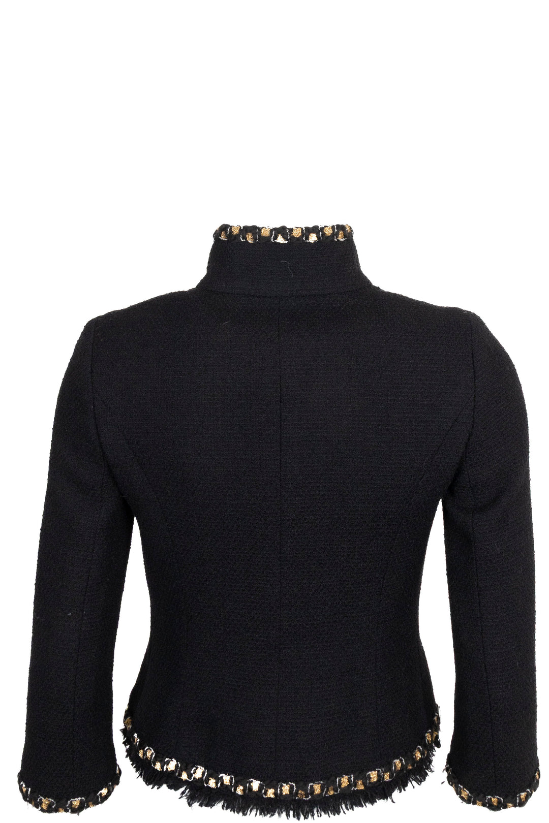 CHANEL Gripoix Buttoned High Neck Tweed Jacket Black