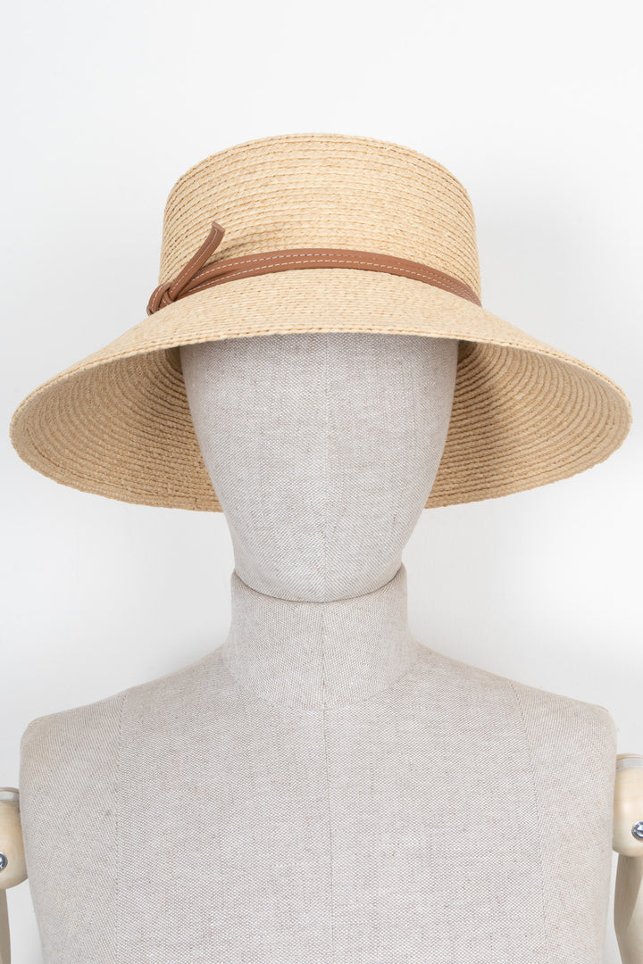 HERMÈS Isola Hat Raffia Beige